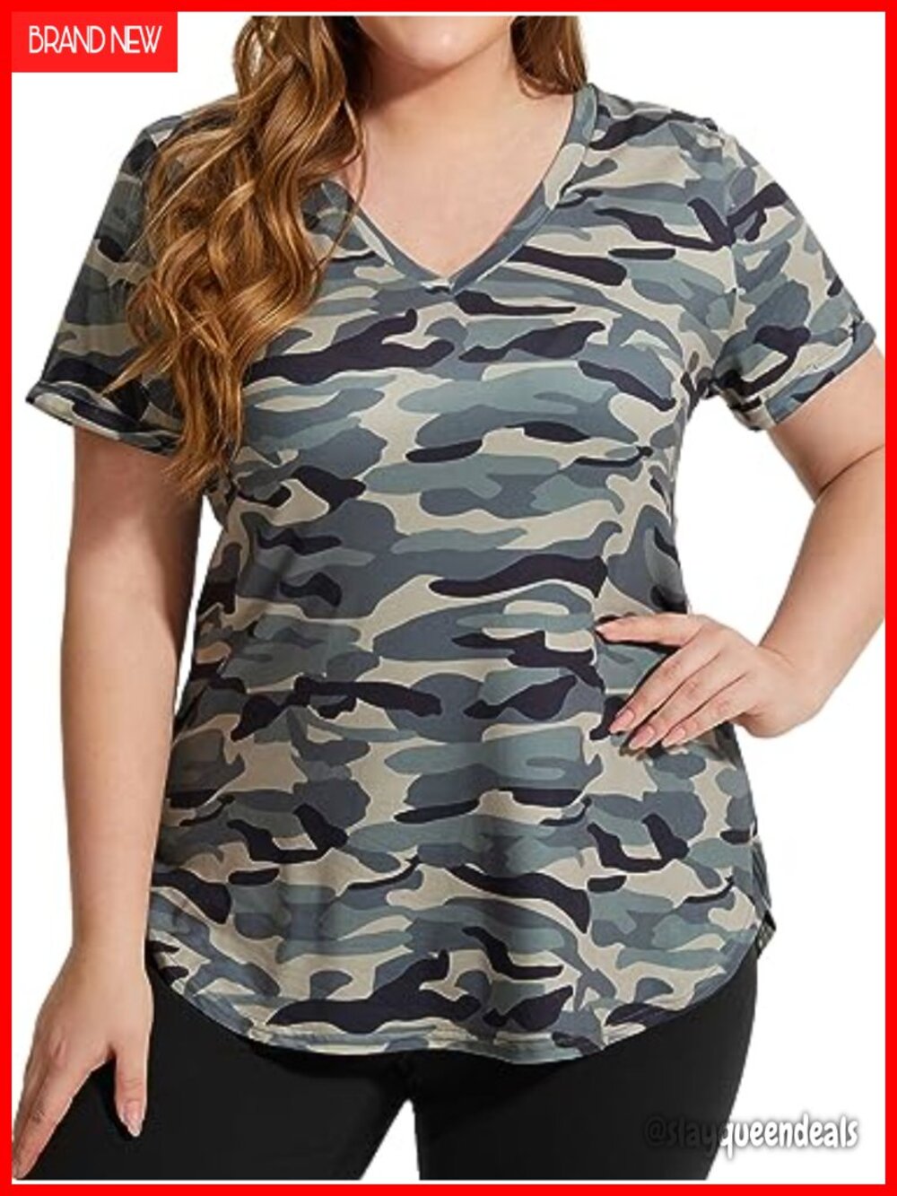 Plus Size Workout Top Loose Fit V-Neck Short Sleeve Yoga Tee